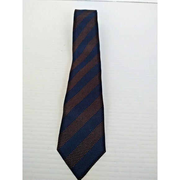 Rare Vintage TOD'S 100% Silk Tie 1980s Necktie Made in Italy blue gold stripe - Picture 3 of 7